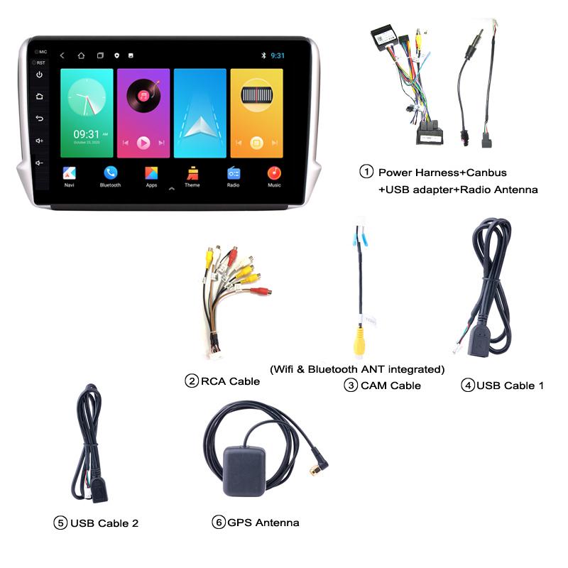 Stereo Android 2 Din pentru Peugeot 2008 208 2012-2018 Ecran radio auto Navigație multimedia Unitate principală GPS Player audio automat