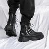 Modne Czarne Botki Męskie Modne Botki do Kostki Męskie Modne Buty Męskie Outdoorowe Sznurowane Nowe Jesienne Buty Codzienne Trampki Męskie