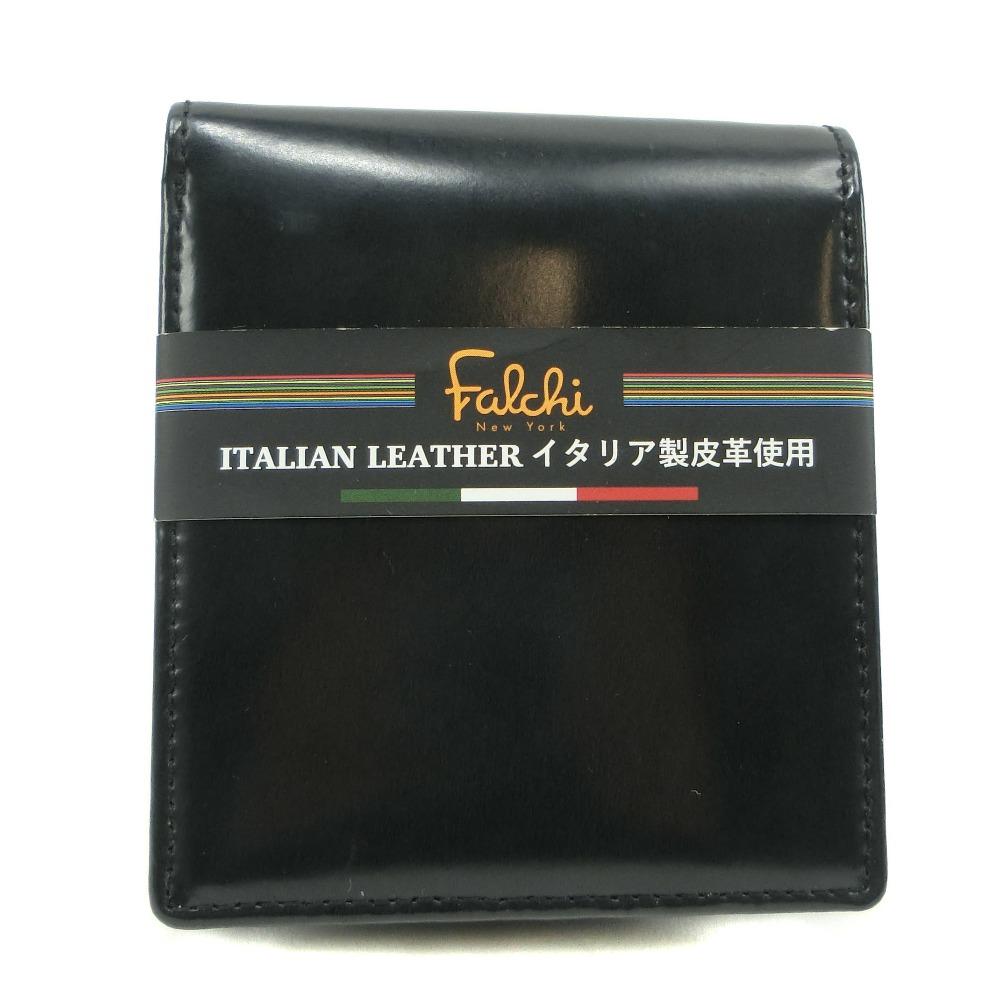 

Italian leather Bi-Fold Wallet black Cowhide mens Used