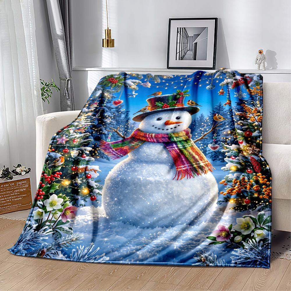 Winter Wonderland Snowman Blanket Soft & Cozy Great for Seaside Office Livingroom for All Occasions Modern Style