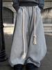Men's Spring and Autumn Trend Drawstring Wide Leg Mopping Pants Grey Scimitar Simple Sweatpants