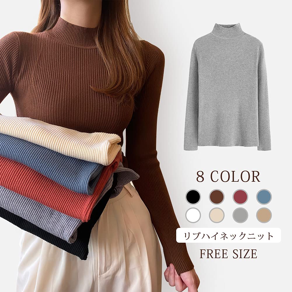 PALAME Rib Knit Lightweight ribbed material makes it perfect for layering in fall and Highly stretchy and knit Available in 8 colors Women's Sweater.