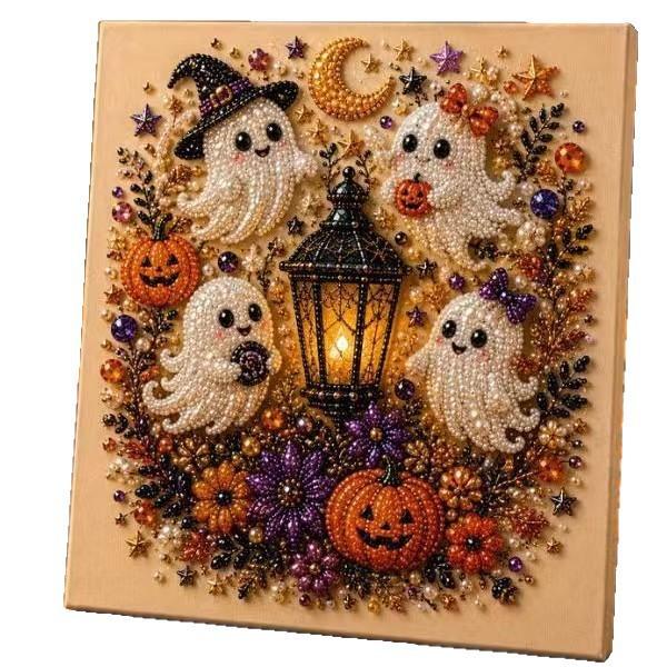 DIY Halloween Pearl Painting Raven Pumpkin Diamond Art Kit Handmade Festival Decoration 30x40cm