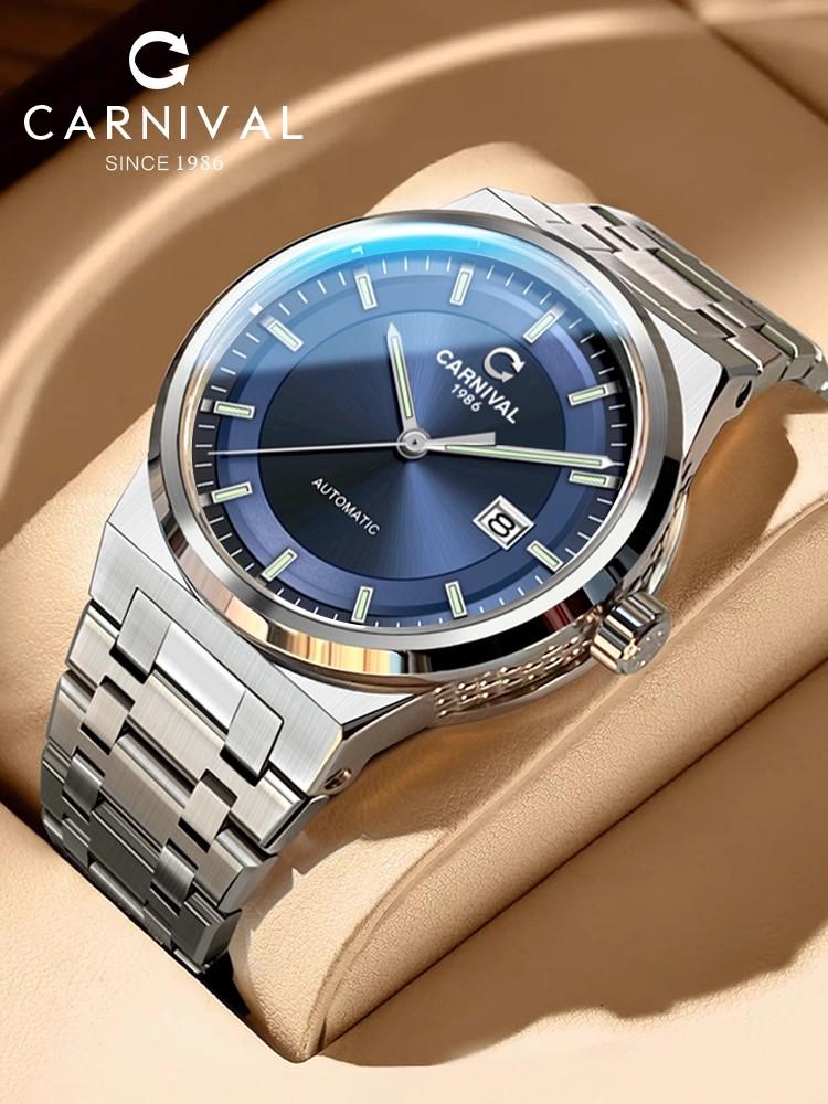 Reloj Carnival Brand Luxury Watches for Men Fashion Waterproof Sapphire Calendar Automatic Mechanical Wristwatches Montre Homme