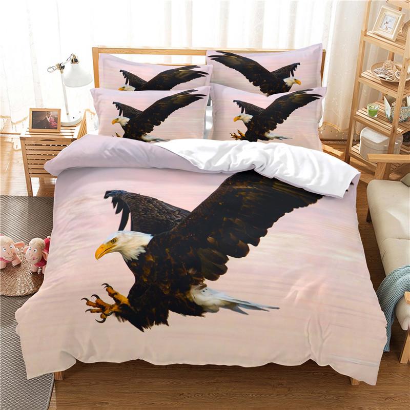 Eagle Duvet Cover Animal Bedding Set Queen King Size For Kids Teens Adults White Black Wildlife 2/3pcs Polyester Quilt Cover