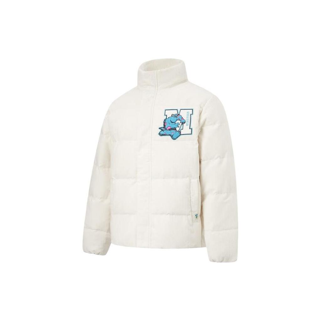 Li-Ning Disney Kooperationsserie Monsters University Cartoon-Print Locker geschnittene Kurze Daunenjacke Herren Oberbekleidung Off-White AYMT117-1