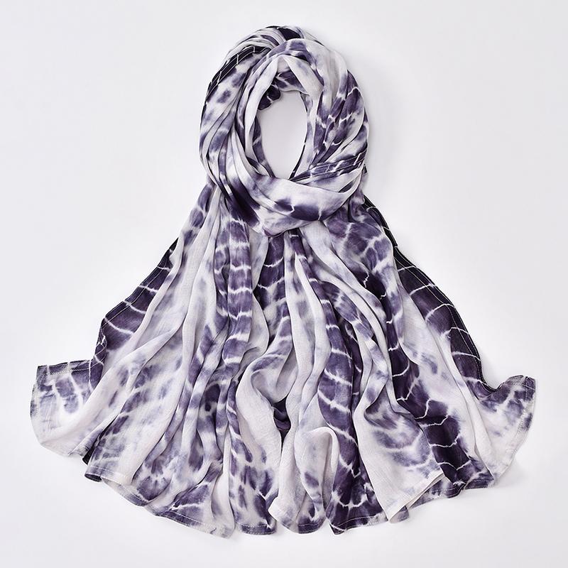 Women Printed Rayon Hijab Muslim Premium Cotton Rayon Hijab Scarf Long Shawl Wide Edge Double Stitching Islamic Turban Headband