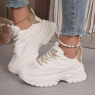 Sneakers Donna a Suola Spessa in Rete - Primavera/Autunno 2024 - Scarpe da Corsa Stile Coreano