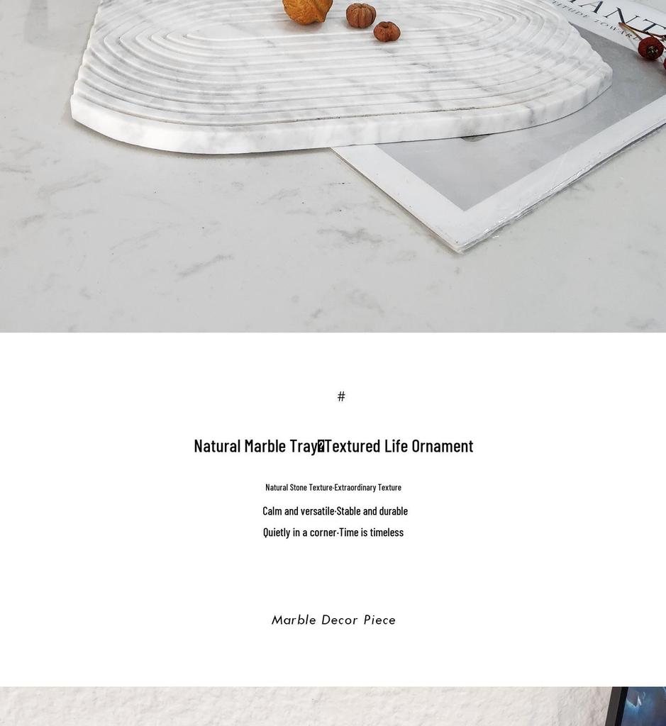 Modern Marble Tray Ornament for Living Room, Bedroom, and Hotel Décor
