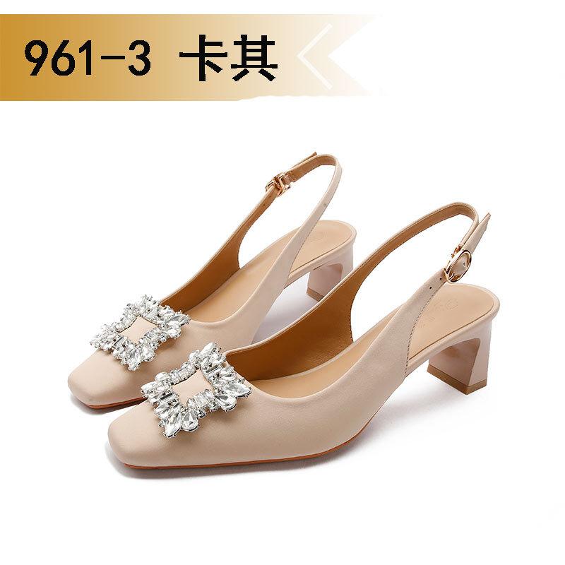 

Baotou sandals summer medium heel thick heel fairy style single shoes square head Roman shu high heels 38