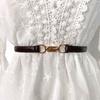 1 PCS Adjustable No Hole Matte Buckle Women Belt Slim PU Leather Strap For Dresses Shirts Black Waistband Fashion Accessory