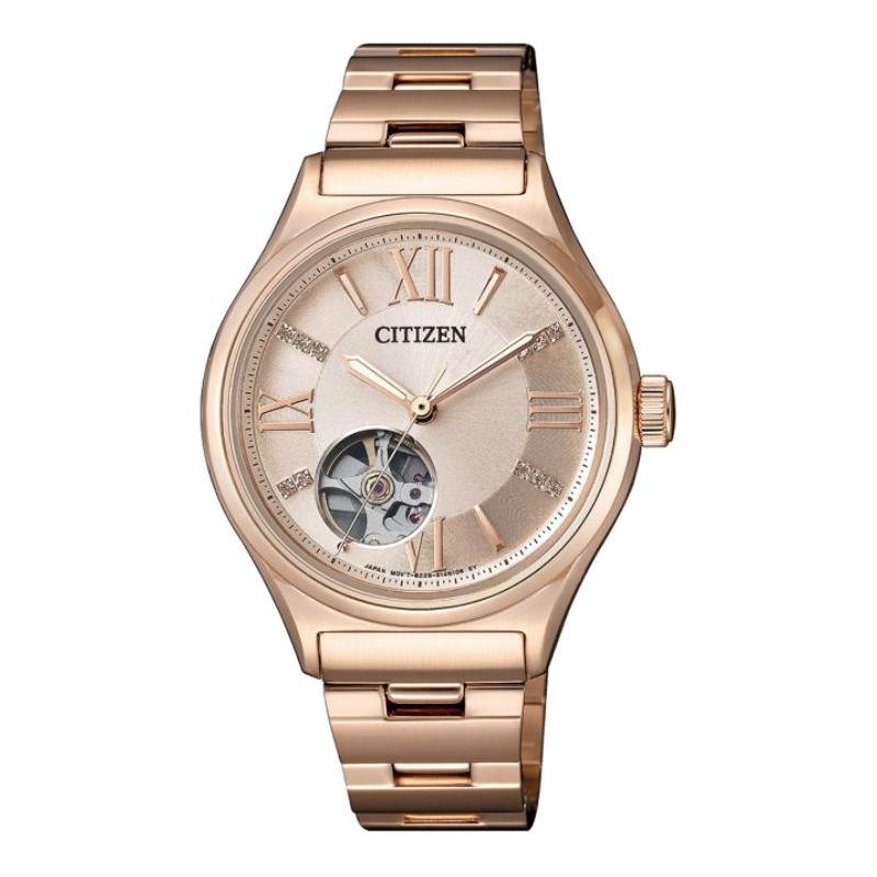 CITIZEN Mechanical Watch Series 100 Meters Waterproof Automatic Steel Strap Women s Watch Gold Dial PC1003-58X синий