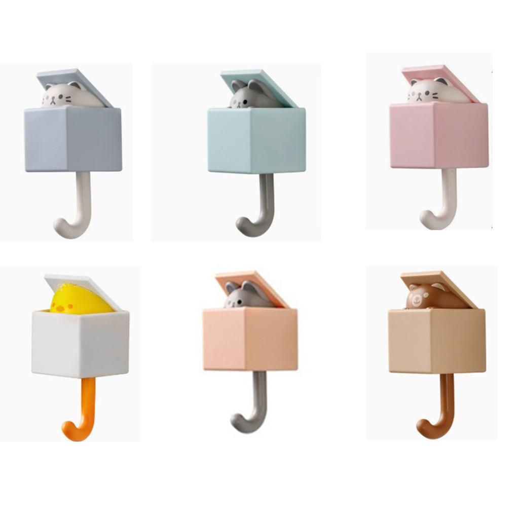 Cute Cat Adhesive Coat Wall Hooks Cute Pet Hooks Hanging Decorations No Drill Installation for Key Scarf Hat Towel Bag