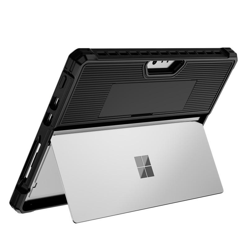 Shockproof PC Case With Built-in Stand Surface Pro 8 9 10 11 Tablet Black Striped Design Portable Slim