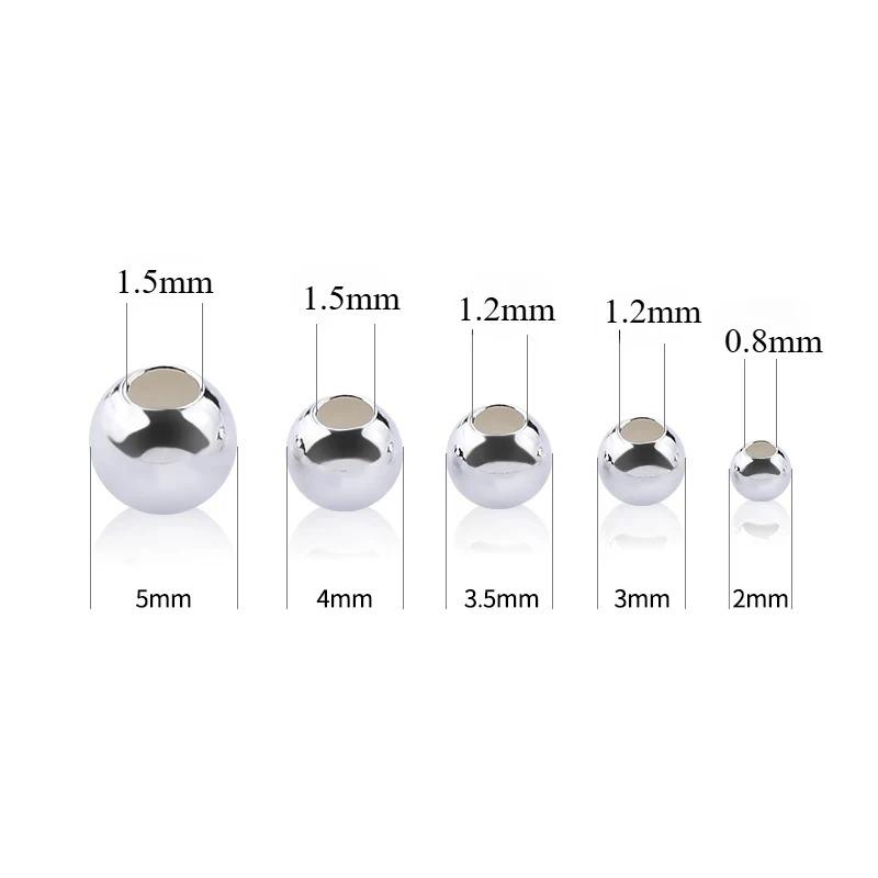 Echte 925 Silber Runde Perlen Abstandshalter Perlen Schmuckherstellung Lose Perlen Fundstück für DIY Armband Halskette Zubehör