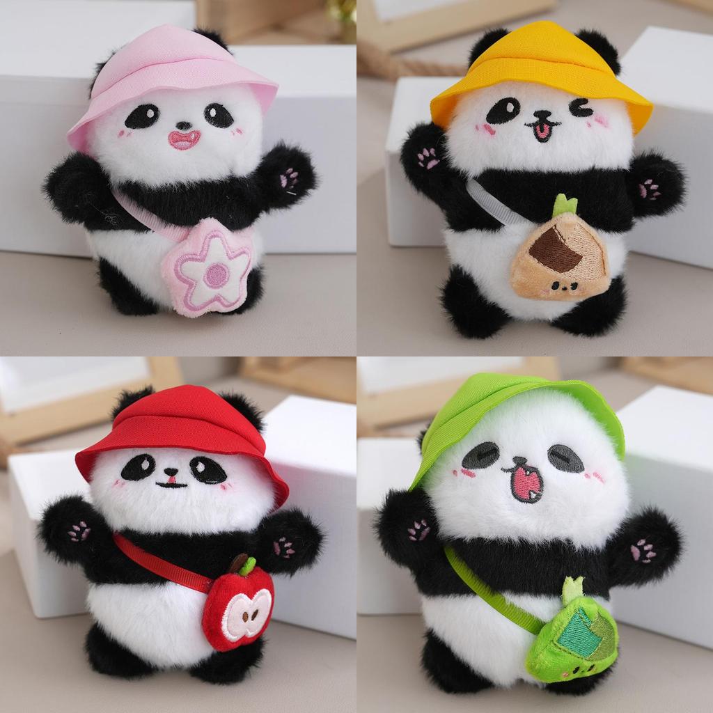 Lovable Tiny Plush Panda Backpack Keychain Colorful Cute Stuffed Toy Charm