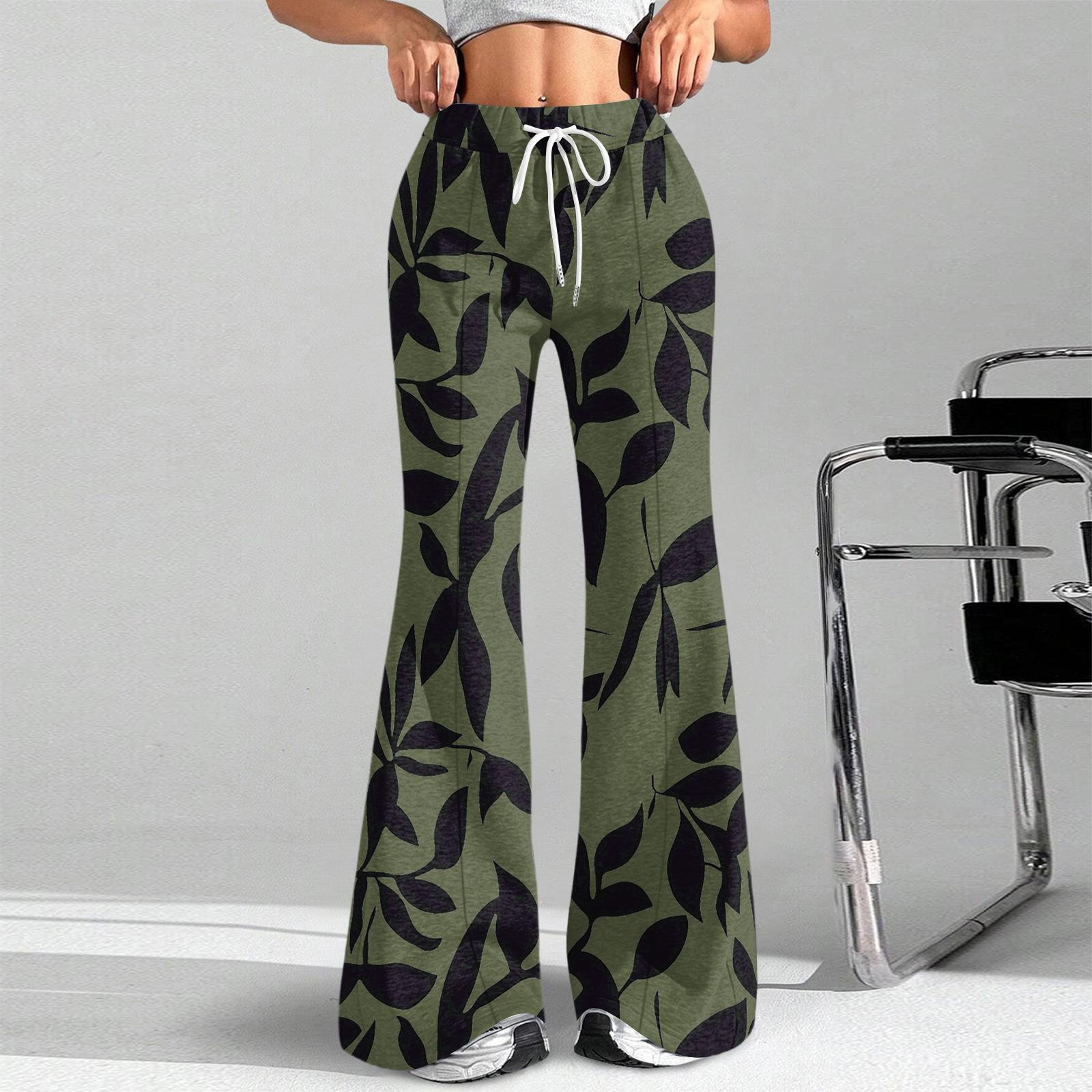 

Женские модные свободные спортивные брюки с кулиской на талии и цветочным принтом, повседневные расклешенные брюки M