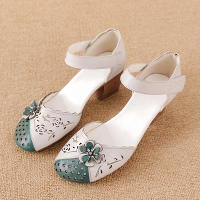 2025 Sommer Echtes Leder Schuhe Gladiator Sandalen Damen 4cm Hohe Absätze Klassisches Schwarz Runde Zehenpartie Aushöhlen Damen Sandalen