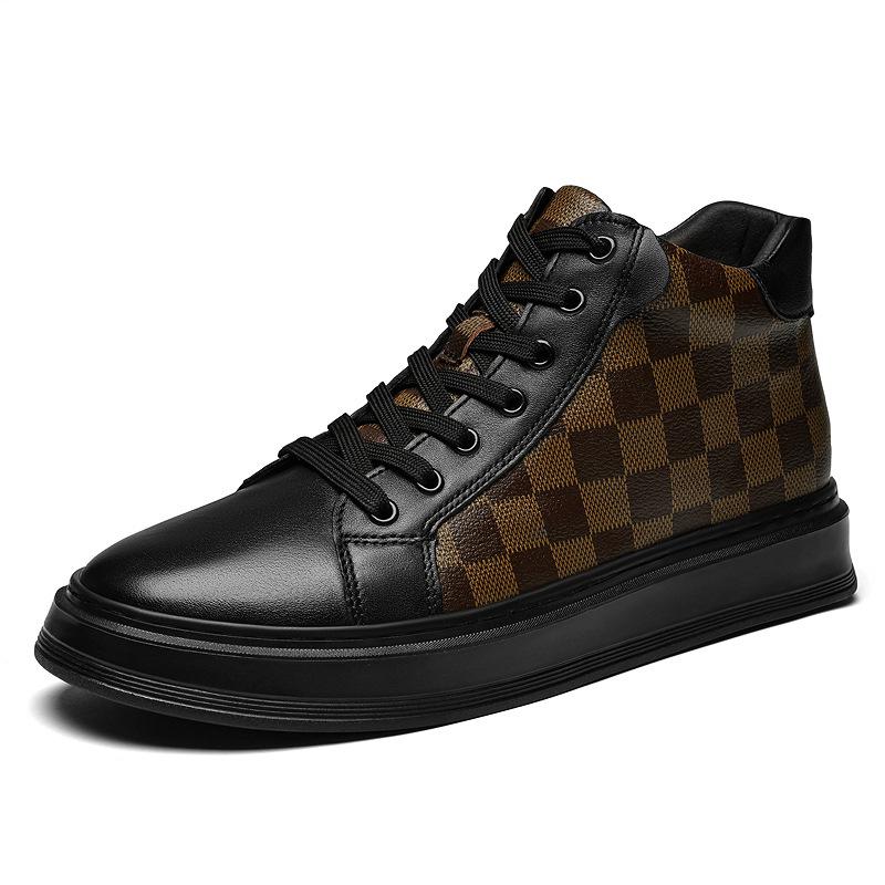 Men's Retro Cowhide Leather Casual Shoes - Low or High-Top, Large Size White Sneakers