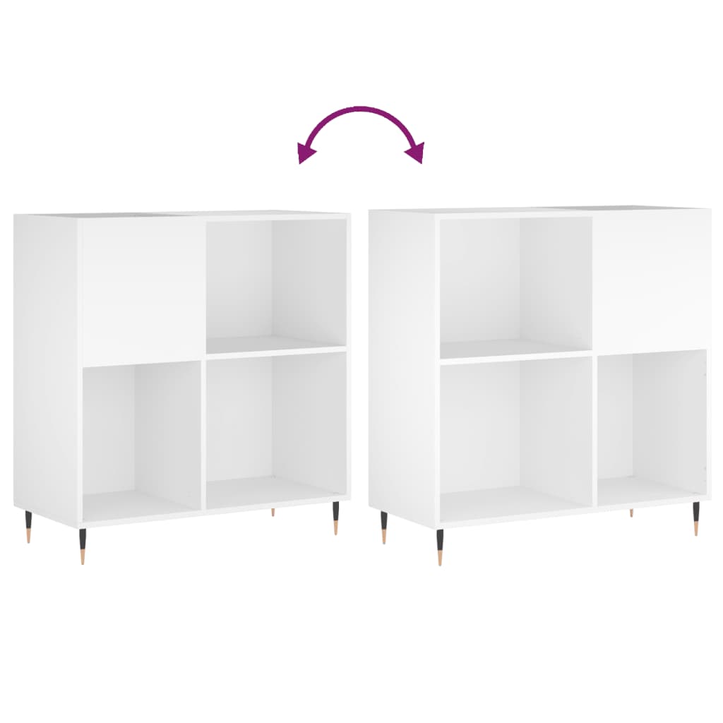 White Record Cabinet 84.5 x 38 x 89 cm Engineered Wood