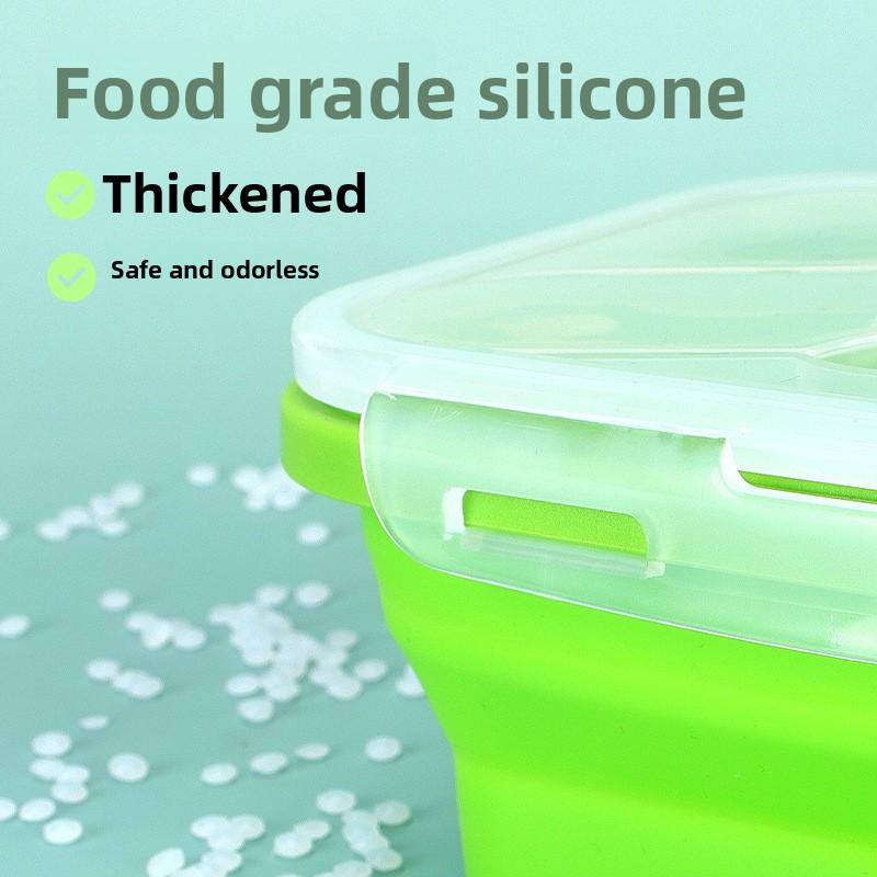 Silicone Lunch Box, Foldable Microwave Silicone Lunch Box, Refrigerator Storage Box, Food Preservation Box, Outdoor Foldable Lunch Box
