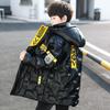 Winter Jacket Boys Children's Coat Fashion Hooded Warm Letters Print Outerwear Parkas