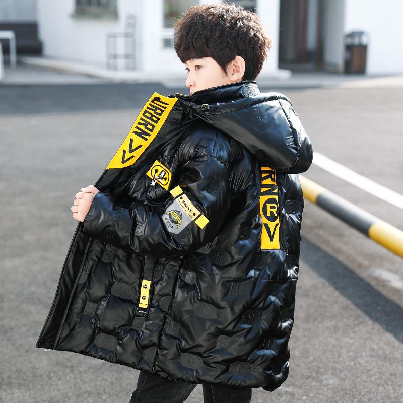 Winter Jacket Boys Children's Coat Fashion Hooded Warm Letters Print Outerwear Parkas