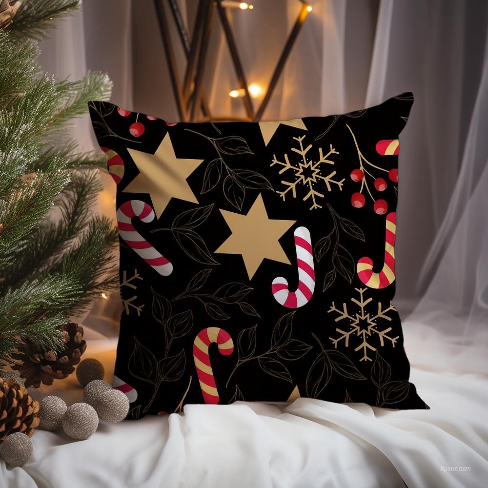Christmas tree bells snowman Cushion Cover Premium Comfort Reversible Pillow Cove -Two in One Design for Any Room & Car Interior