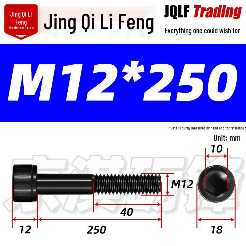 Hex Socket Head Cap Screw, Half Thread, M12-M18, High-Strength, Blackened Cylindrical Head, Knurled Bolt