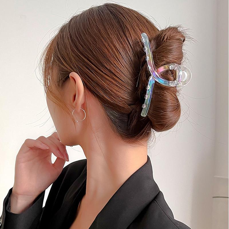 Korean Elegant Colorful Grab Hair Claws Female Large Shark Clip Hairpins for Women Headwear Party Ponytail Hair Clip Accessories