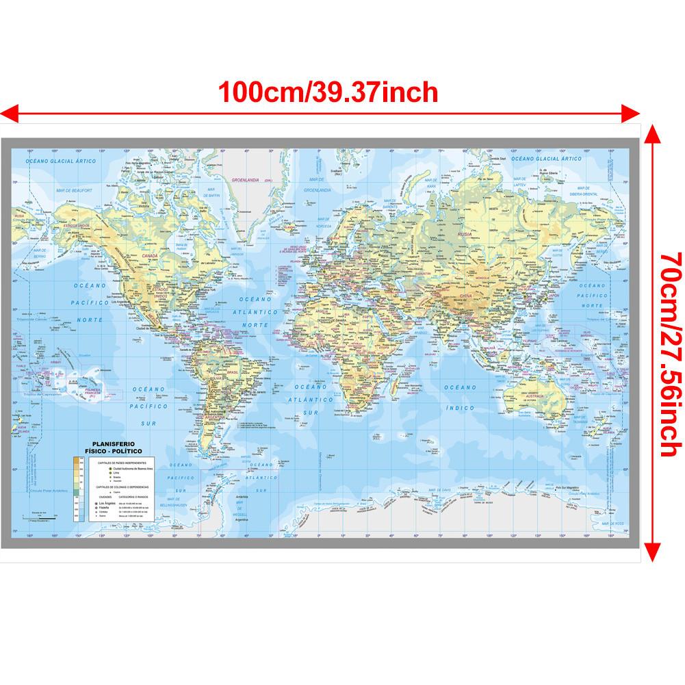 Spanish Map Background-World Map-City Map Wall Decor for Classroom,Office,Travel,Gift for Geography Enthusiasts,Graduation