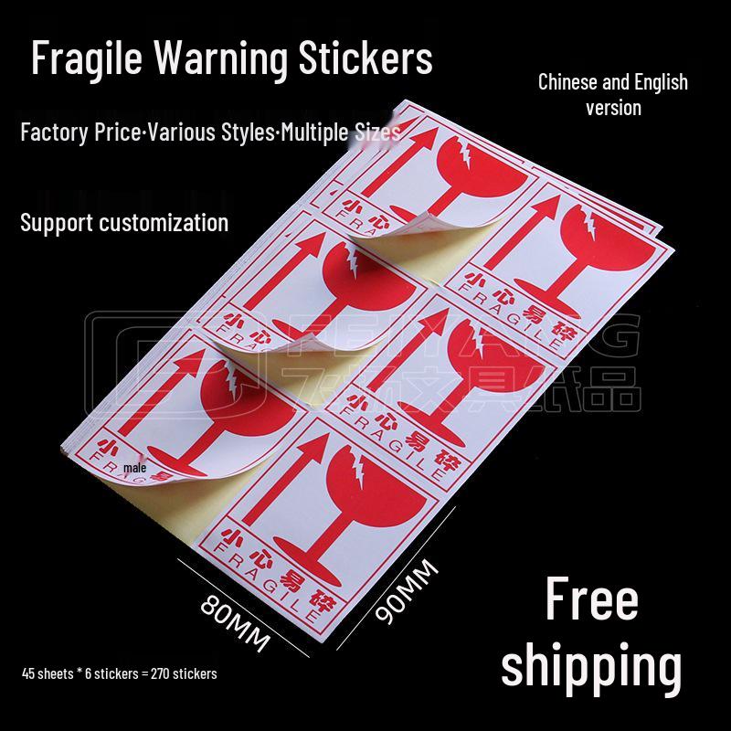 Fragile Handle with Care Stickers: Bilingual Adhesive Caution Labels for Delicate Items Boxes