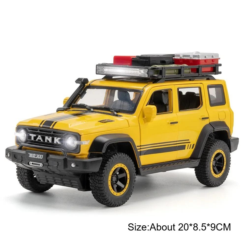 1:24 Scale Tank 300 Car Model Toy Metal Diecast Sound Light Police Cars Simulated Children's Off-road Vehicle Models Alloy Toys