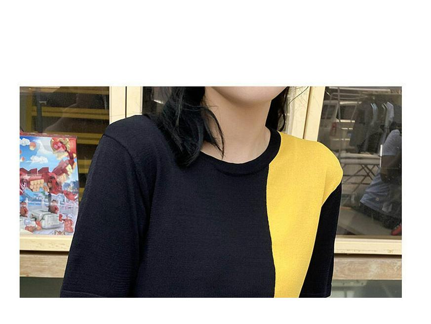 Korean Style Women's Contrast Color Loose-Fit Summer T-Shirt