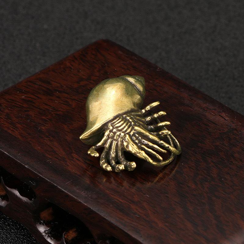 Vintage Brass Hermit Crab Figurines Sea Animal Statues Desktop Ornaments Office Decorations Handmade Crafts Accessories