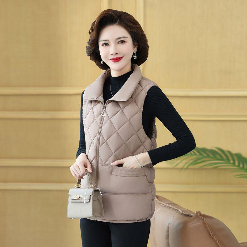 

Women s Plus Size Cotton Vest - Autumn/Winter Shoulder Cape for Middle-Aged & Elderly 4XL, 115-130 jin светло-коричневого