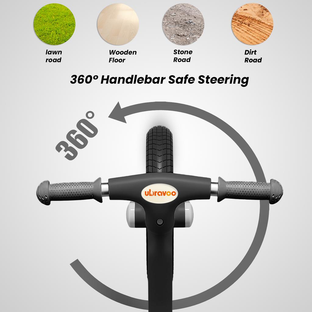 Ubravoo Rower dziecięcy Fit in Joy, 30CM/12 cali, lekki, nylonowy rower dziecięcy z ramą oświetleniową LED, rower treningowy bez pedałów dla dzieci w wieku od 3 do 7 lat