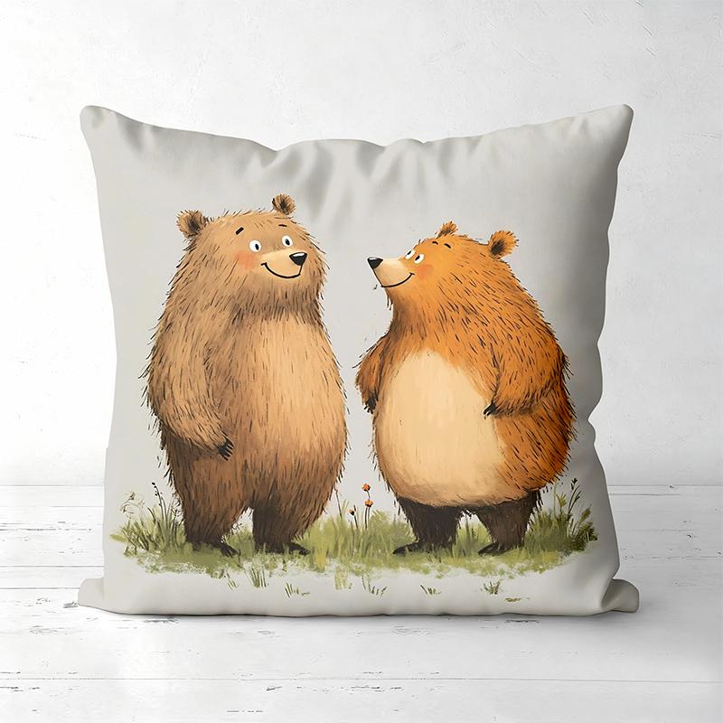 Cute Bear Patterned Throw Pillows for Home Decor Polyester pillowcase, sofa decorative cushion cov Headboard Pillow