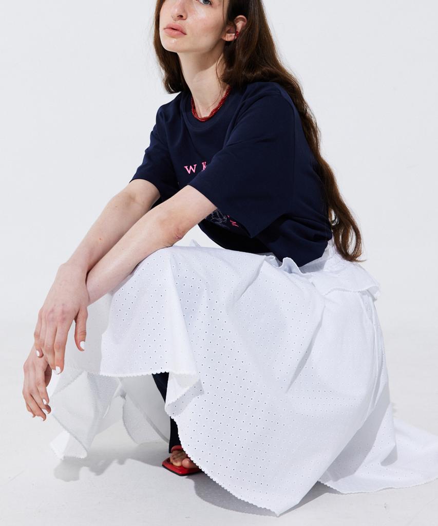 Bundercammer Eyelet Punching Banding Skirt_White
