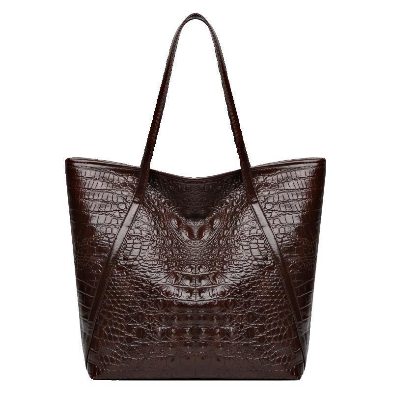 2026 Simple And Versatile Crocodile Print Tote BagLarge Capacity Fashion Handbag Vintage Design ShoulderWomen's Bag