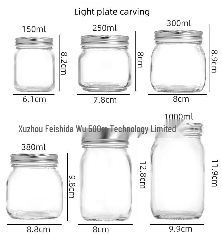 Food Grade Transparent Glass Mason Jars for Jam and Kitchen Storage