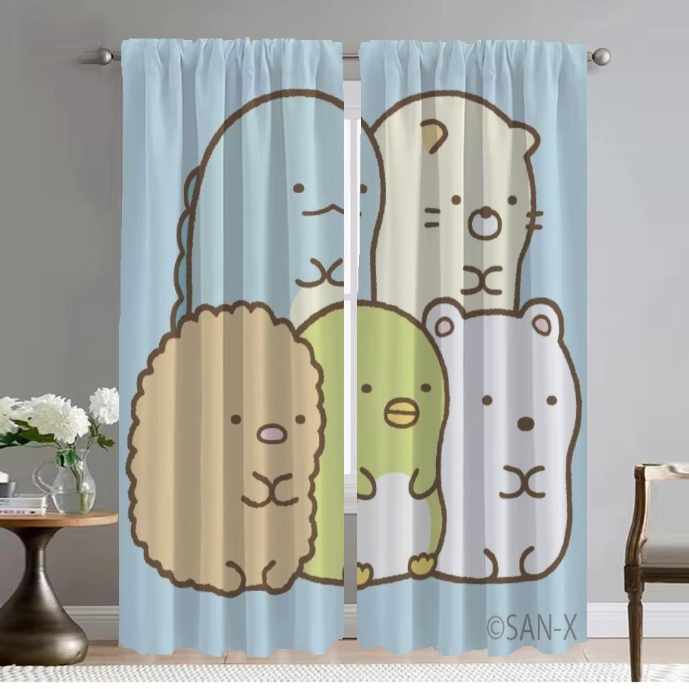 Sumikko Gurashi Curtains for Living Room Curtain Kitchen Curtains 2 Pieces Halloween Decoration Shades Tulle for Bedroom Elegant