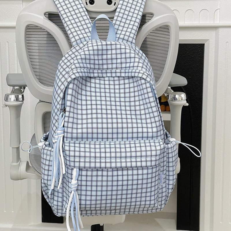 Schoolbag new plaid trend schoolbag female students Japanese versatile students large capacity design sense niche backpack backpack