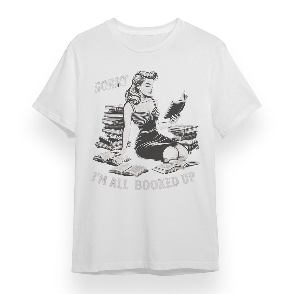 Women's Plus Size T-shirt With Vintage Book Lover Graphic 100% White Cotton Tee