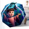 1pc Sturdy 8-Bone Auto Umbrella, Moana And Stitch Ocean Pastel Floral Umbrella, Digital Printed, Foldable Umbrella for On-the-Go Outdoor Use