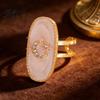Adjustable Double-ring Opening Ring Finger Oval Design Enamel Process Women