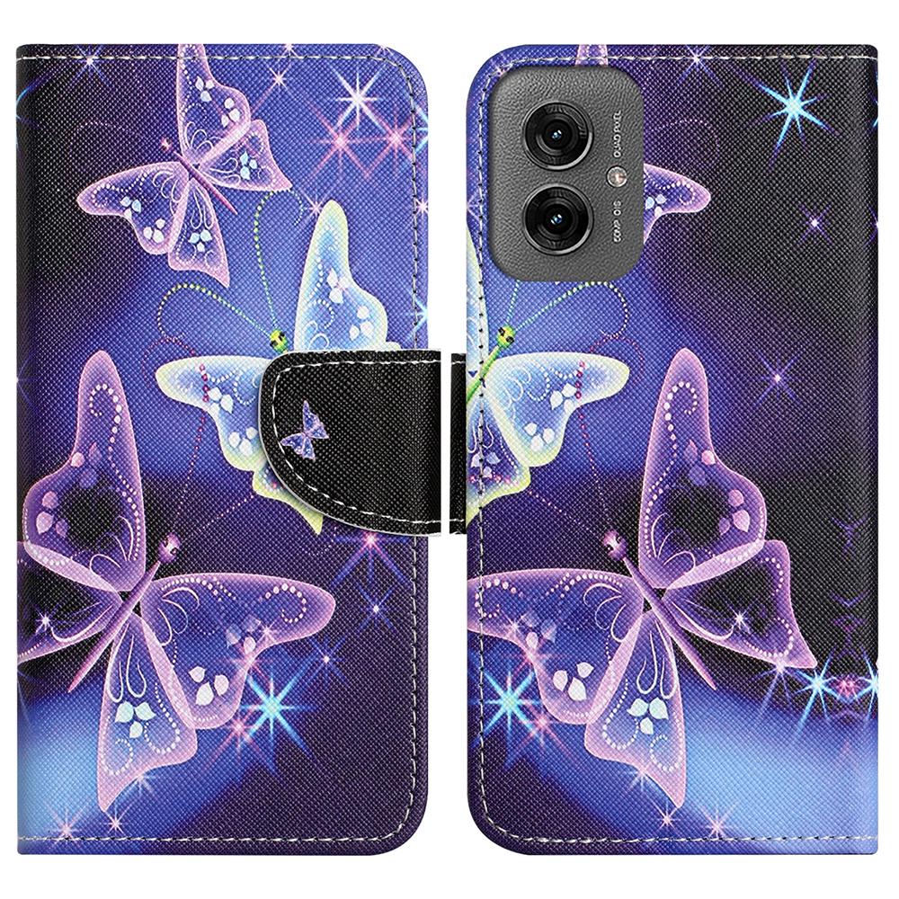 For Motorola Moto G55 5G Case Cross Texture Leather Phone Cover Pattern Printing