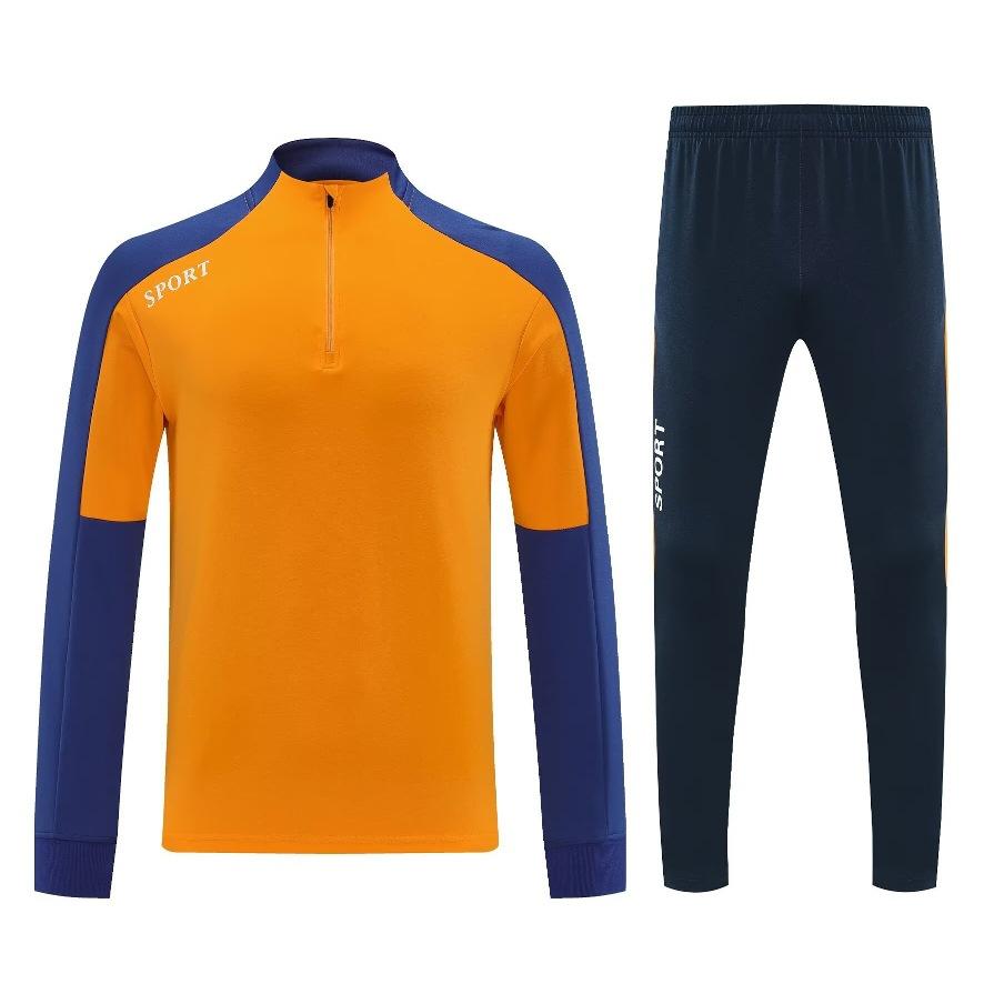 Light Plate Half Zipper Casual Sportswear Basic Trousers Football Training Suit Set