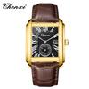 New Business Men's Watch Fashion Square Roman Numeral Dial Waterproof Brown Leather Male Casual Fashion Date Quartz Watches