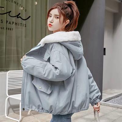 Women's Autumn/Winter Fleece-Lined Thickened Korean-Style Loose, Versatile, Casual and Stylish Lamb Wool Student Cotton Coat